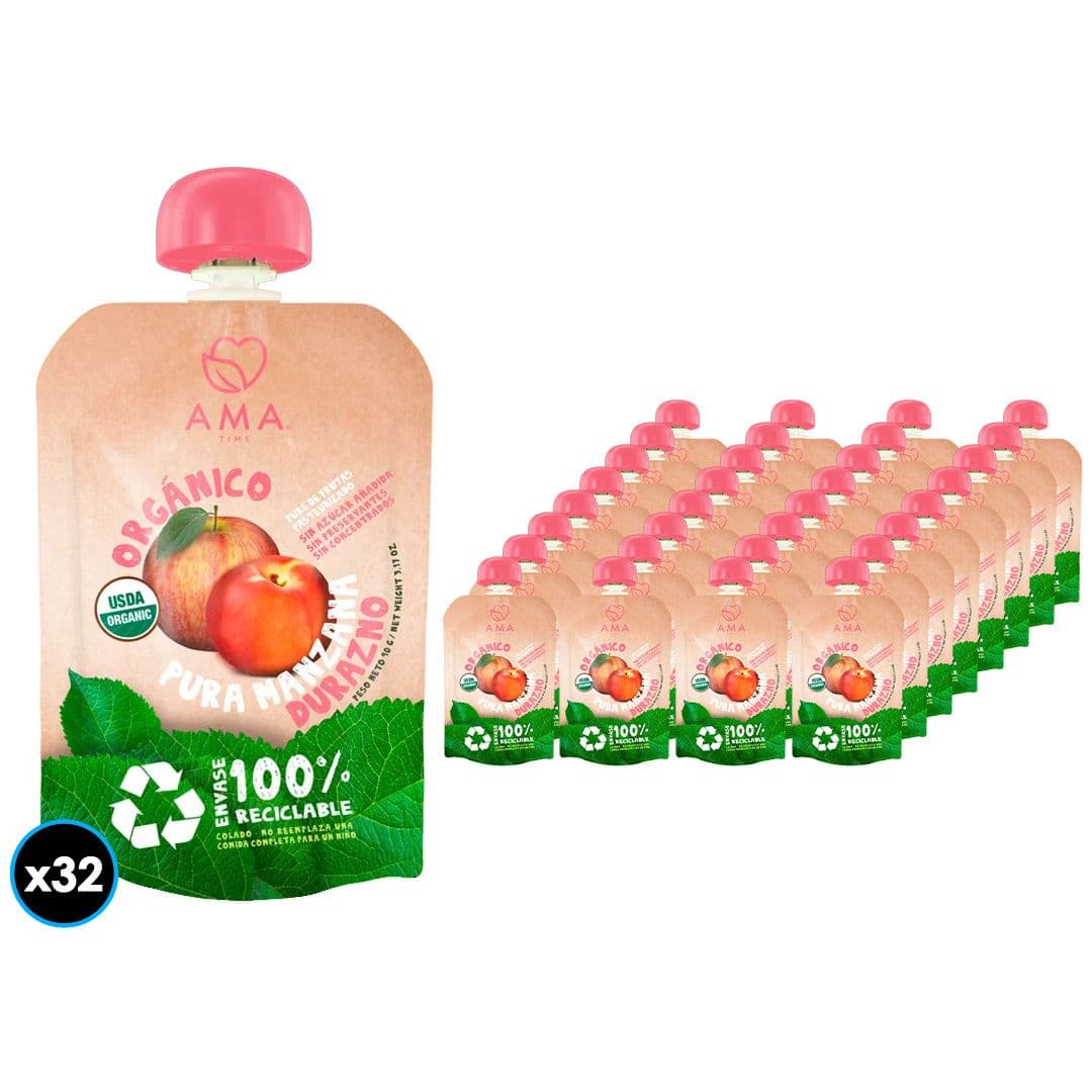32x Puré Orgánico Ama Manzana-Durazno 90 gramos_1