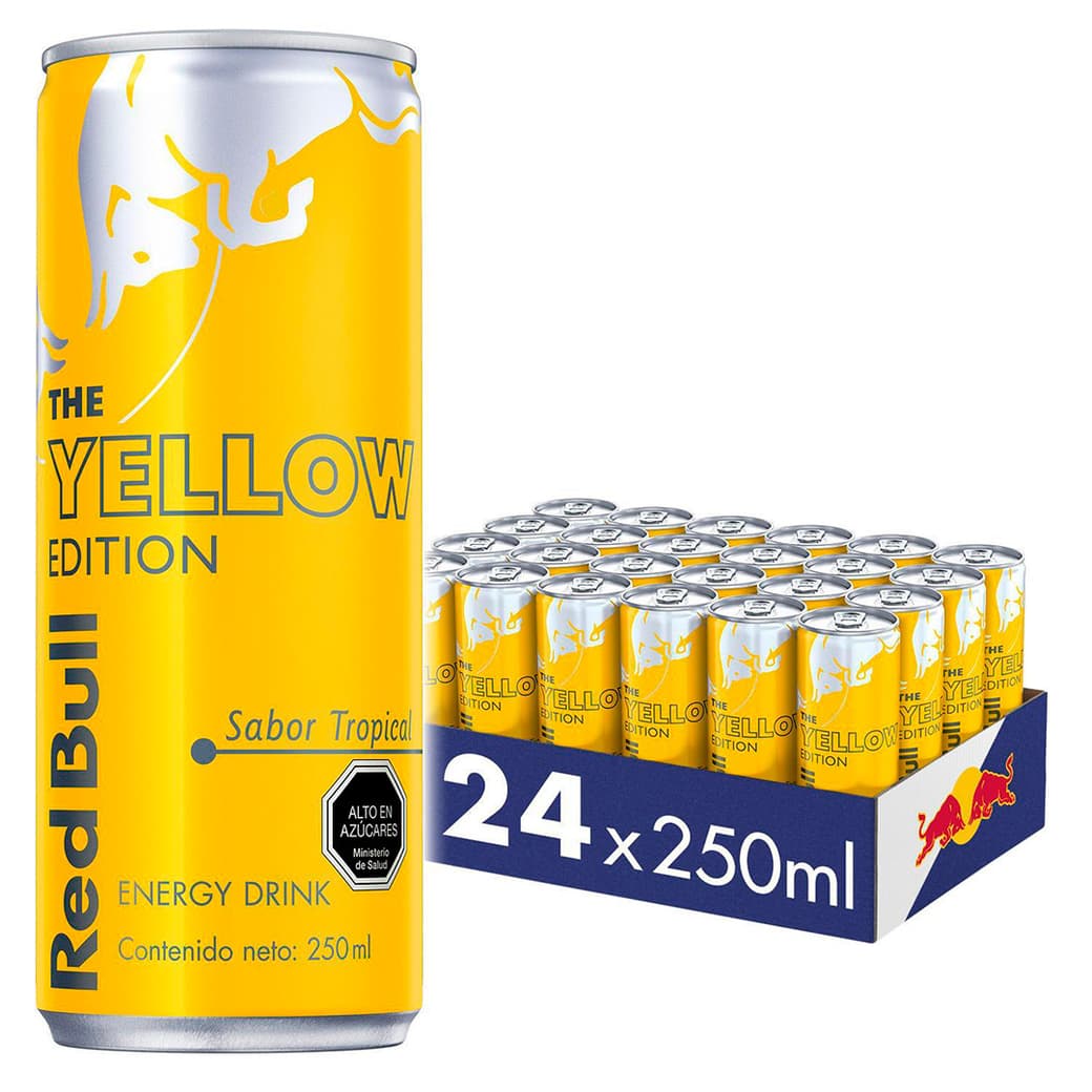 CAJA RED BULL YELLOW: 24x Bebida Energética Red Bull Yellow Edition en Lata 250cc_1