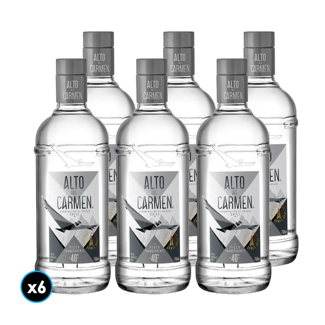 CAJA PISCO ALTO DEL CARMEN TRANSPARENTE: 6x Pisco Alto del Carmen Transparente 750cc 40º alc._1