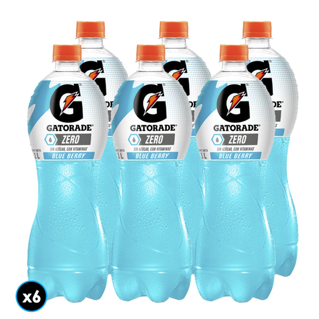 6x Bebida Isotónica Gatorade Blue Berry Zero 1 Litro_1