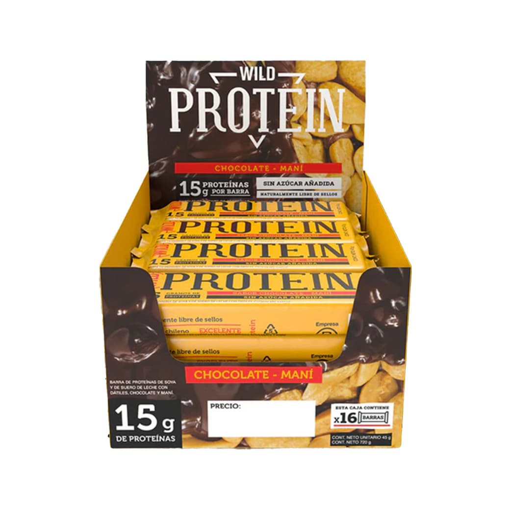 Barritas Protein Wild Foods Chocolate + Maní 16 Unidades _1